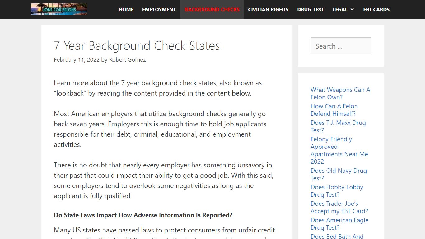 7 Year Background Check States 2022 - Jobs For Felons: Jobs for people ...